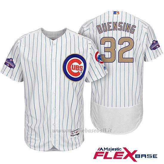 Maglia Baseball Uomo Chicago Cubs 32 Brian Duensing Bianco Or Program Flex Base